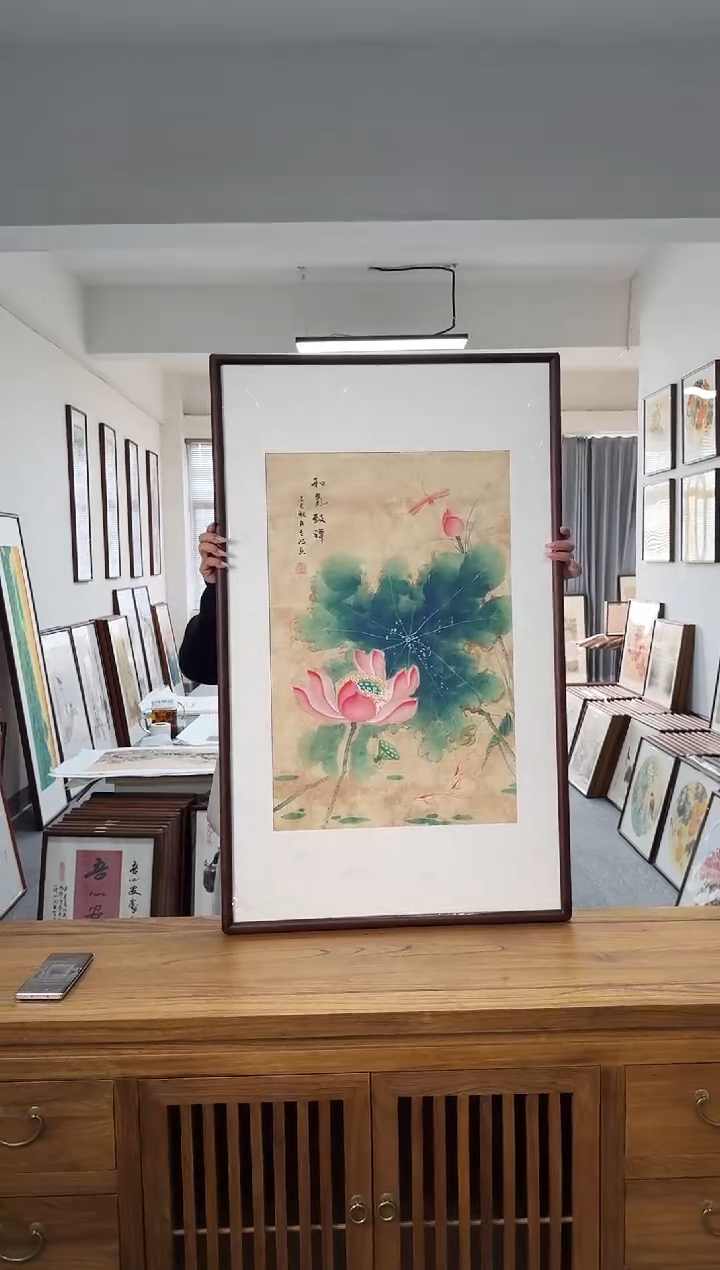 书法TZB20--荷花-63*103尺寸手绘同款