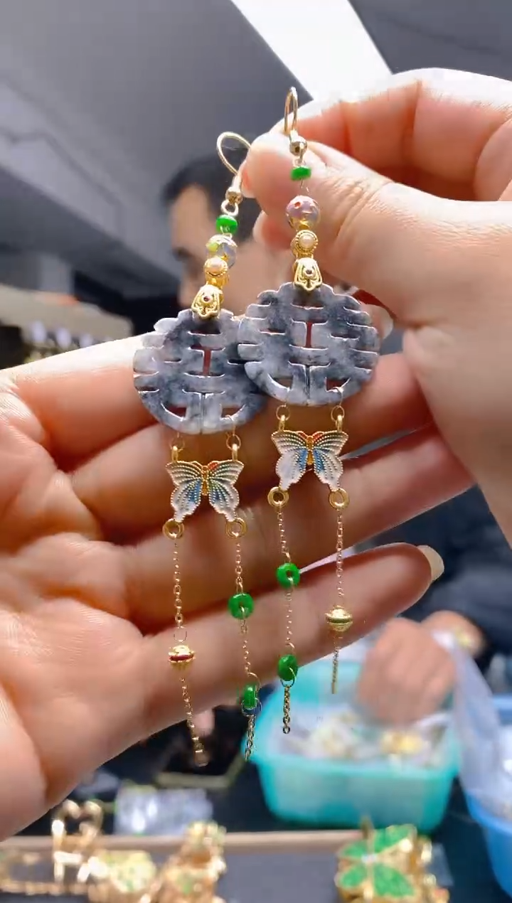 【闪购商品】翡翠耳饰合金0133翡翠耳钩