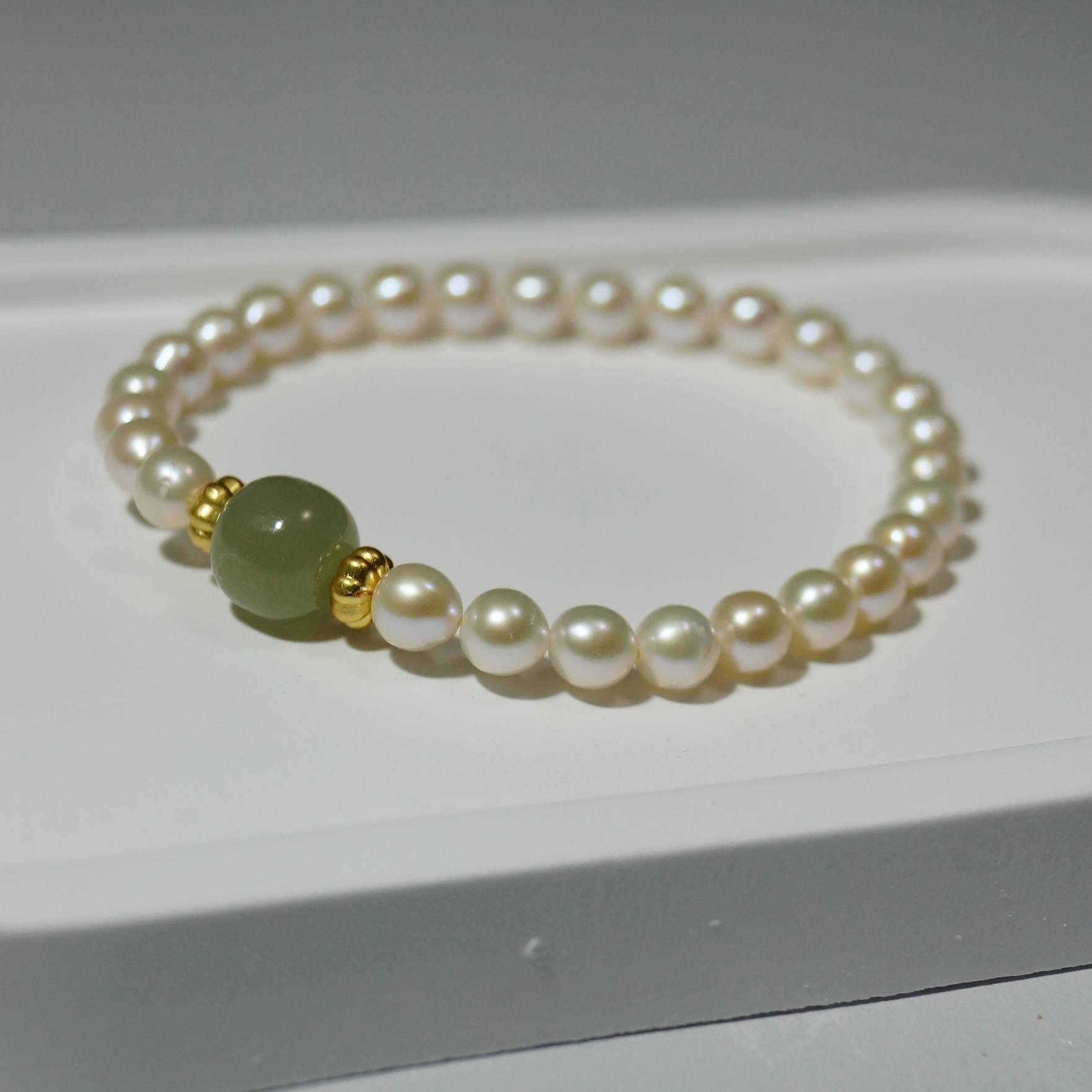 淡水珍珠和田玉老型珠手串送妈妈送闺蜜多样性发一时尚百搭