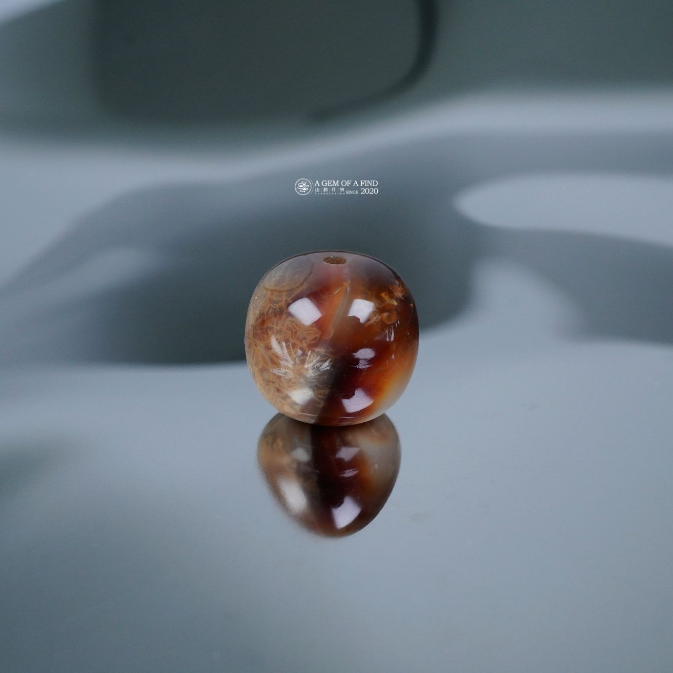 山和开物｜11.4mm红紫全彩沁色妖花老型文玩配饰 天然琥珀蜜蜡