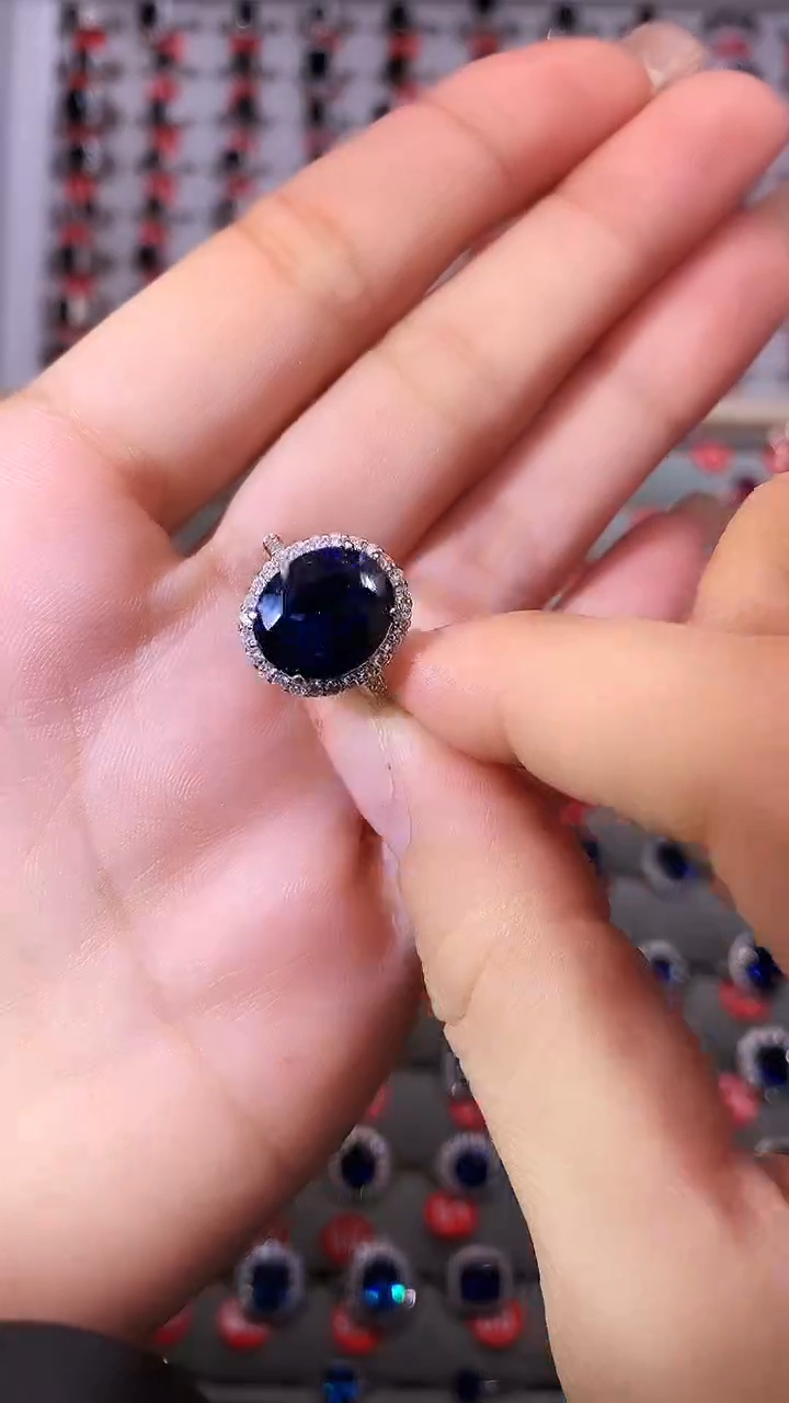 【闪购商品】蓝宝石戒指银S925镶嵌1111