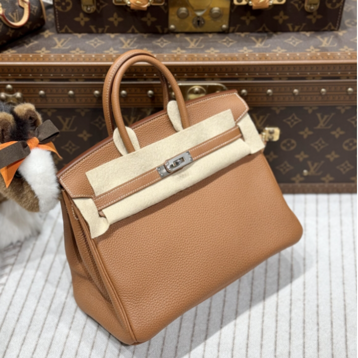 99新 Hermes/爱马仕 lina/爱马仕bk25金棕银/z刻