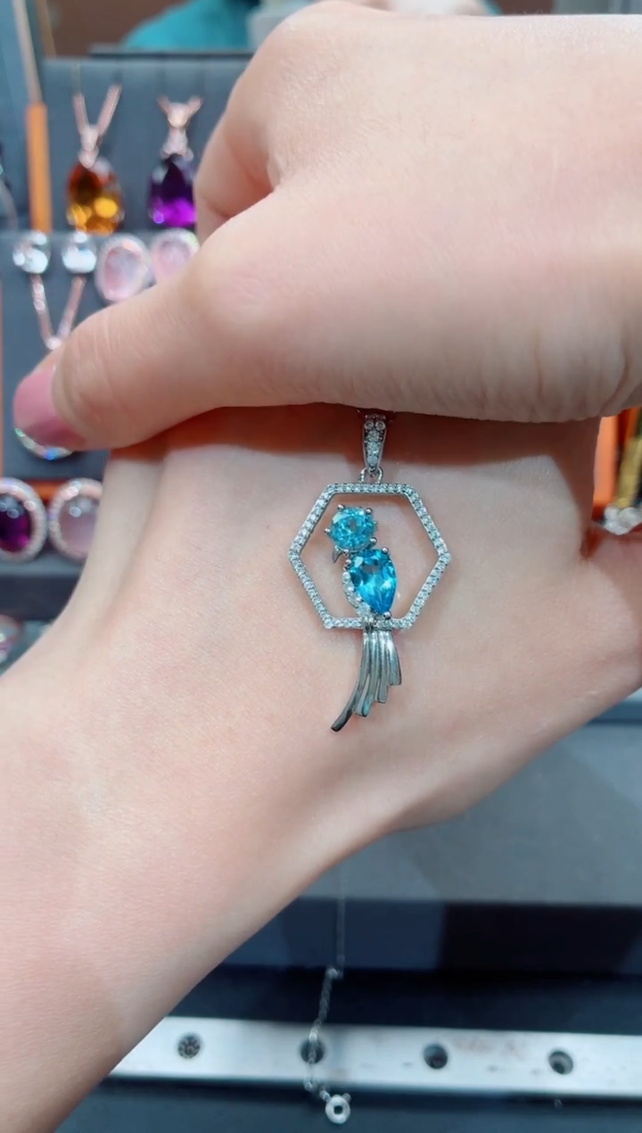 银S925镶嵌托帕石吊坠用****6托帕石吊坠（不含链）