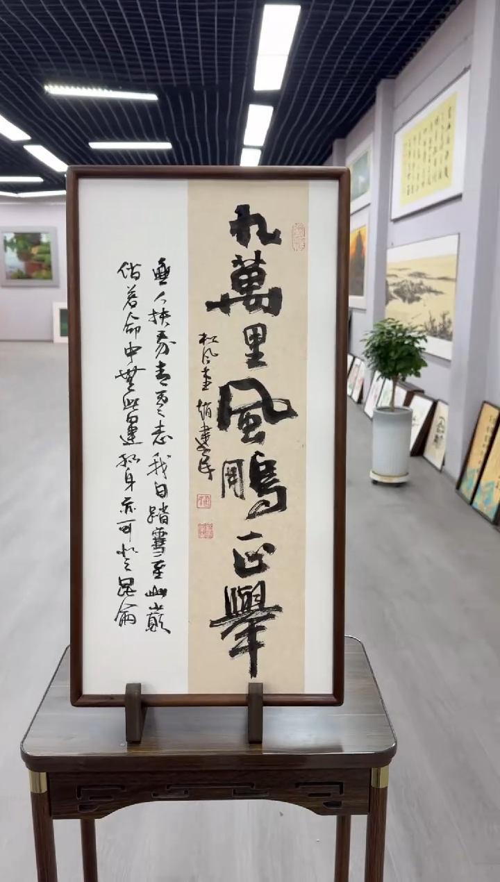 书法九万里风鹏正举---赵建民老师35*68进口实木画框