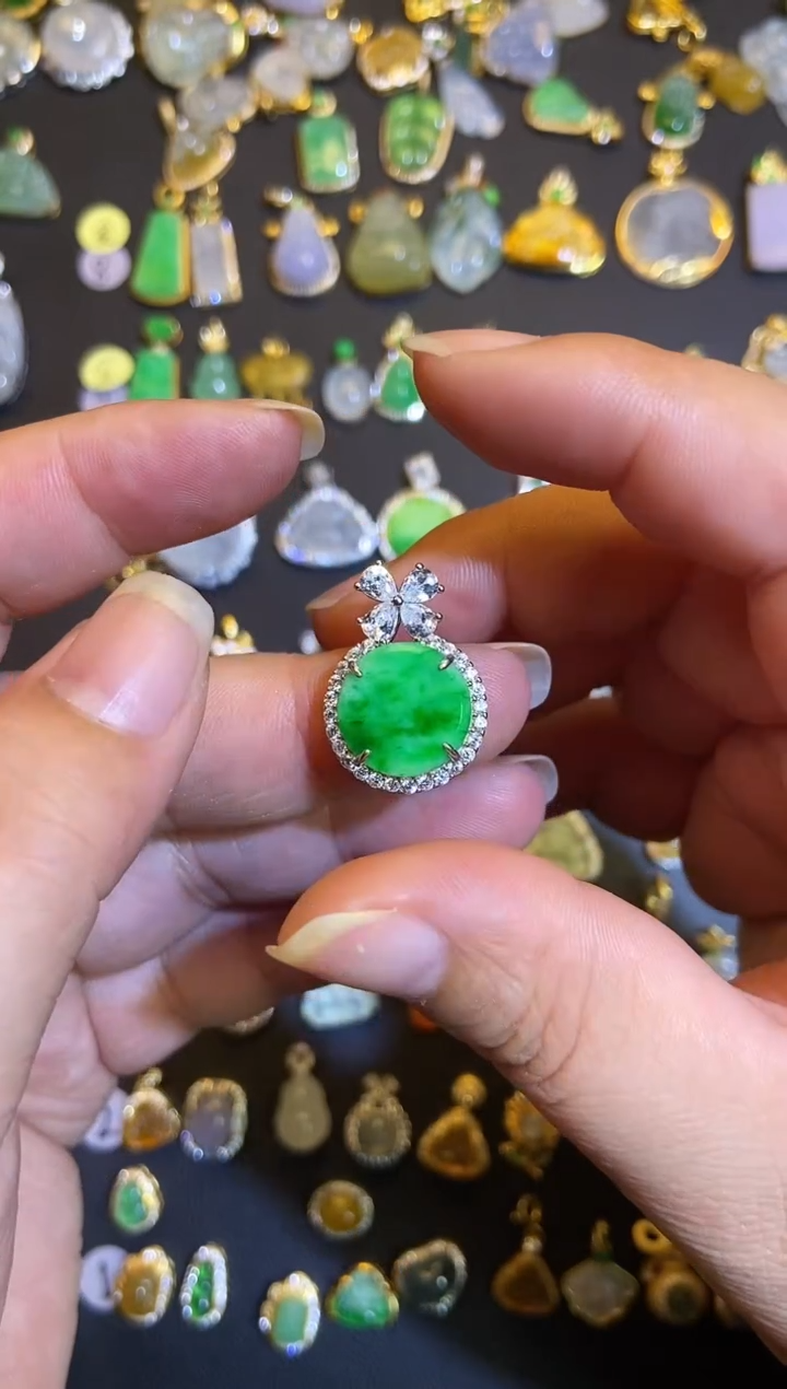 吊坠(不含链)银S925镶嵌翡翠1