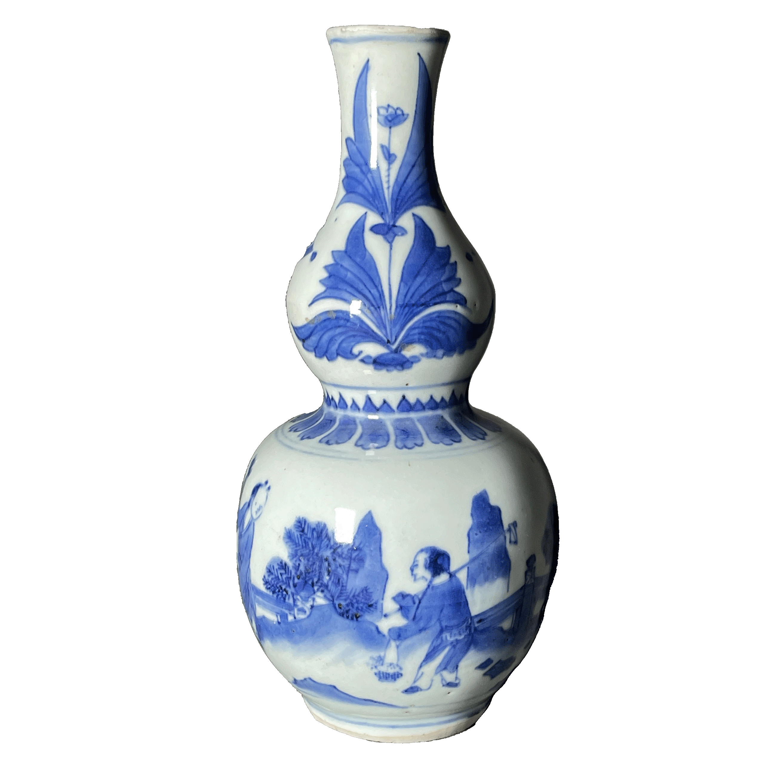 Lot1234青花人物故事纹葫芦瓶古董拍卖