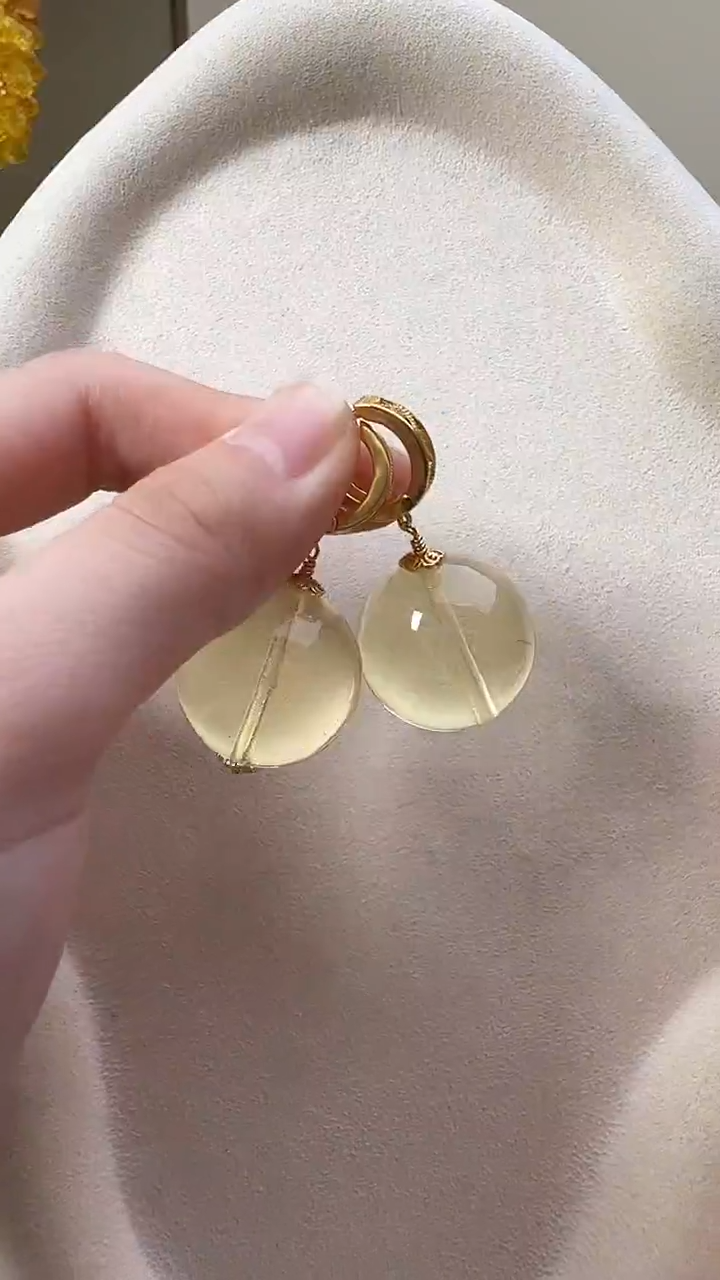 琥珀未镶嵌耳饰耳环