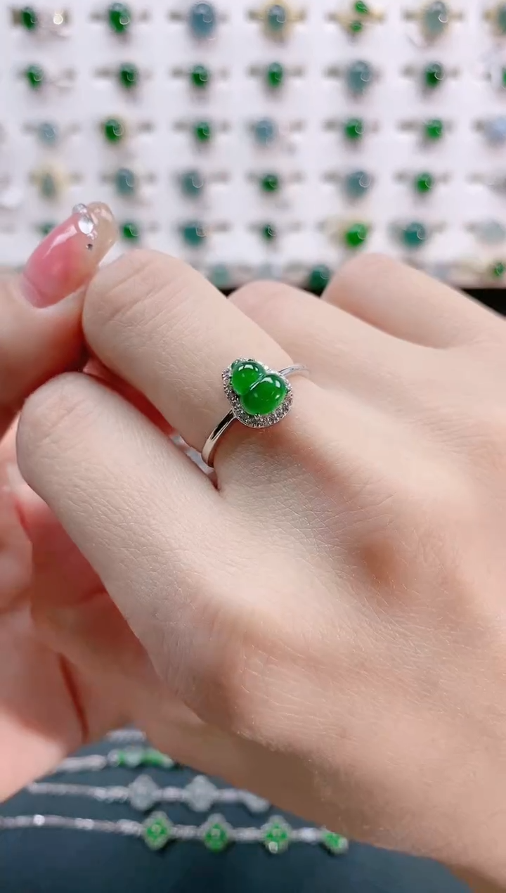 【闪购商品】翡翠戒指银S925镶嵌天然翡翠