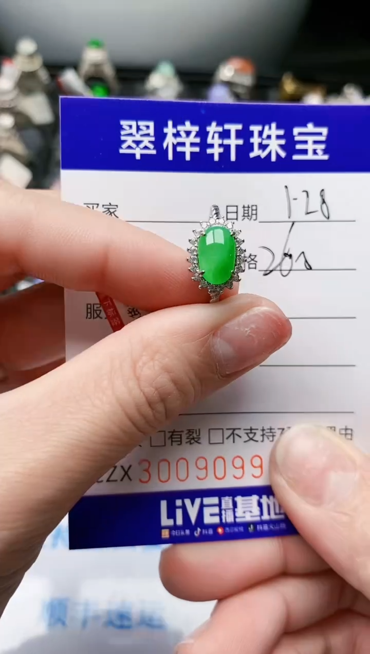 【闪购商品】翡翠戒指银S925镶嵌/9099