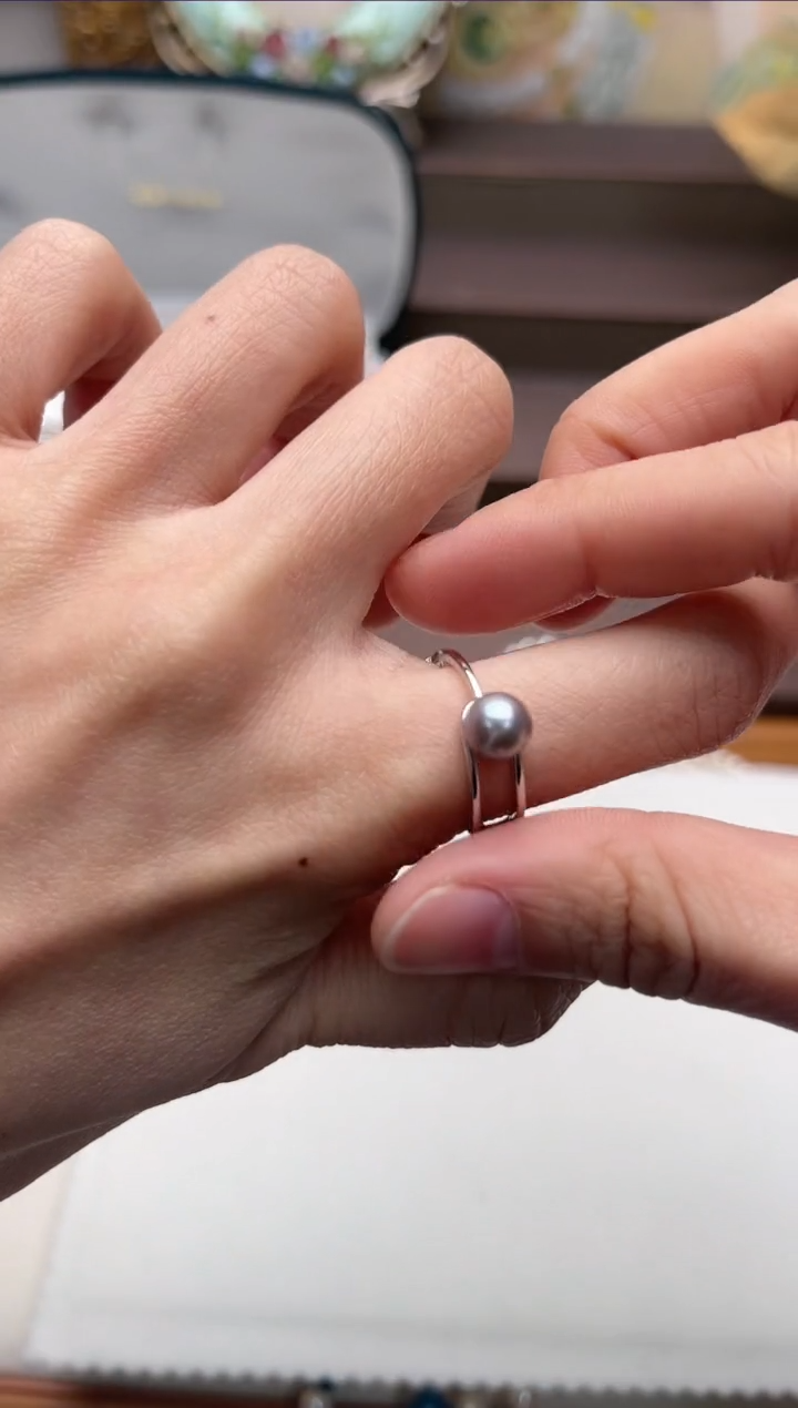 【闪购商品】海水珍珠戒指银S925镶嵌aj4115戒指