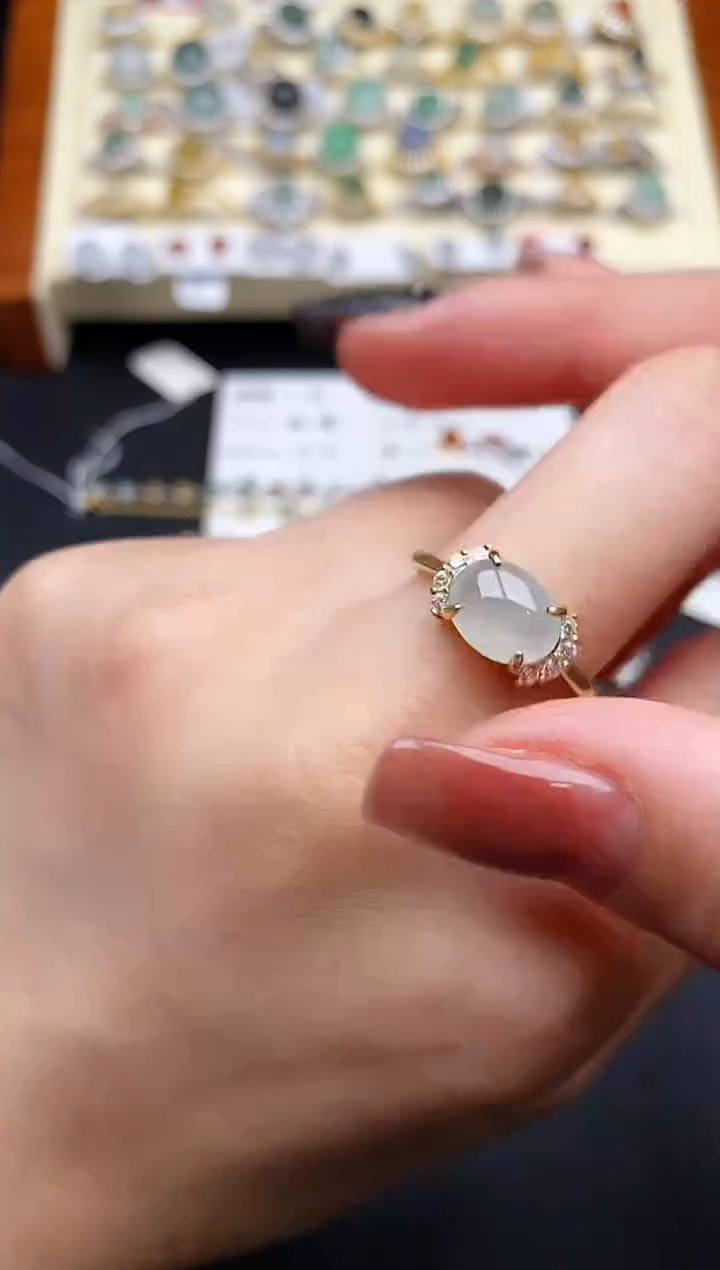 翡翠银S925镶嵌戒指444444444+8