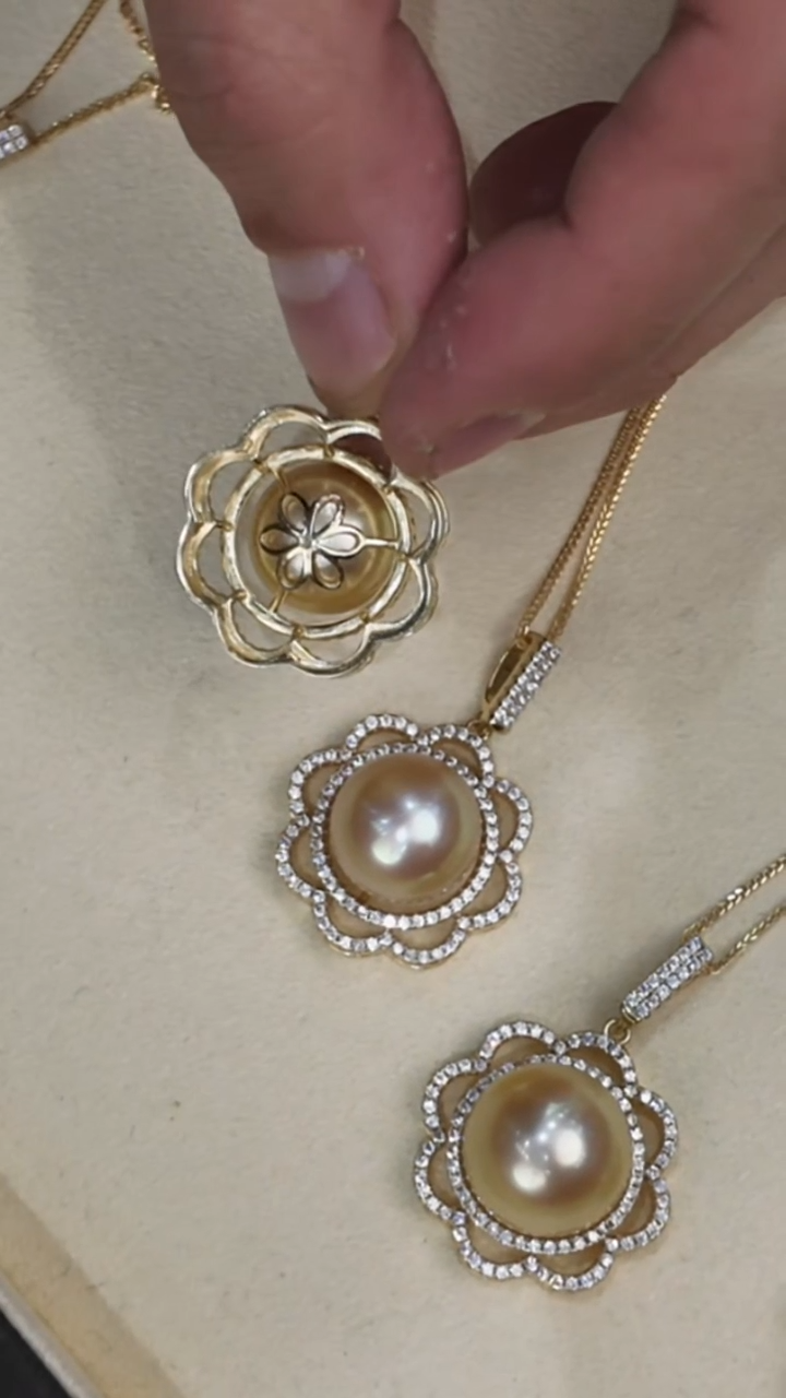 银S925镶嵌吊坠(赠链)海水珍珠海水金珠13-14mm吊坠多样性发一