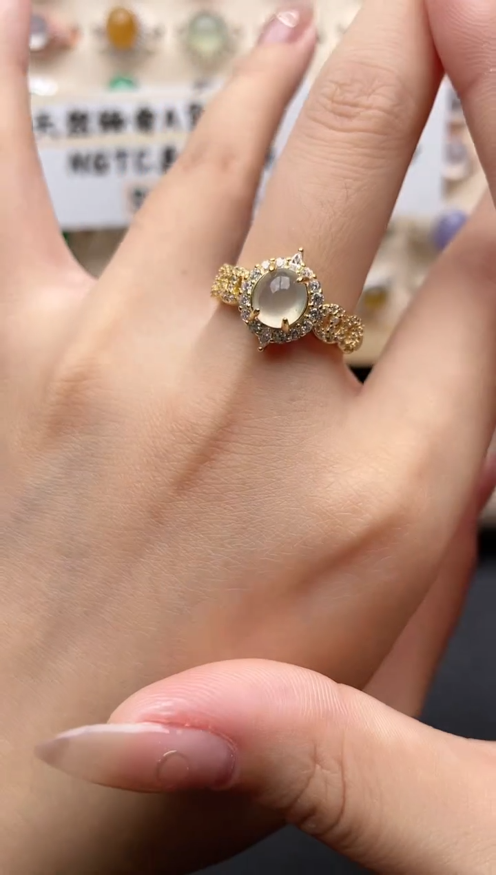 【闪购商品】翡翠戒指银S925镶嵌一物一证一礼盒