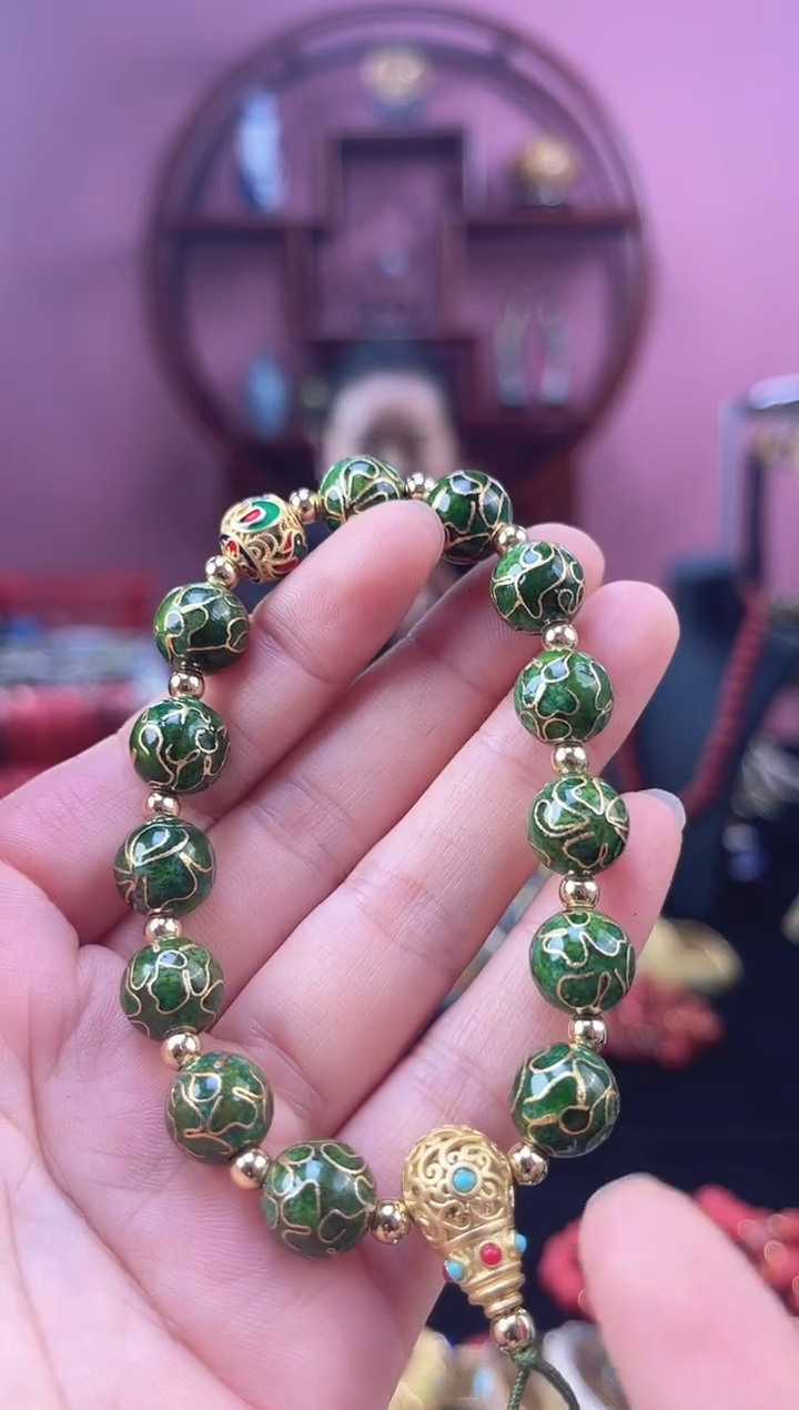 非遗 景泰蓝手串 1.0绿万花