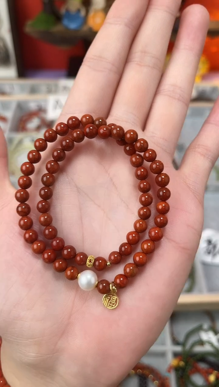 【闪购商品】南红玛瑙手串未镶嵌南红双圈QF-B49（多样性发一）