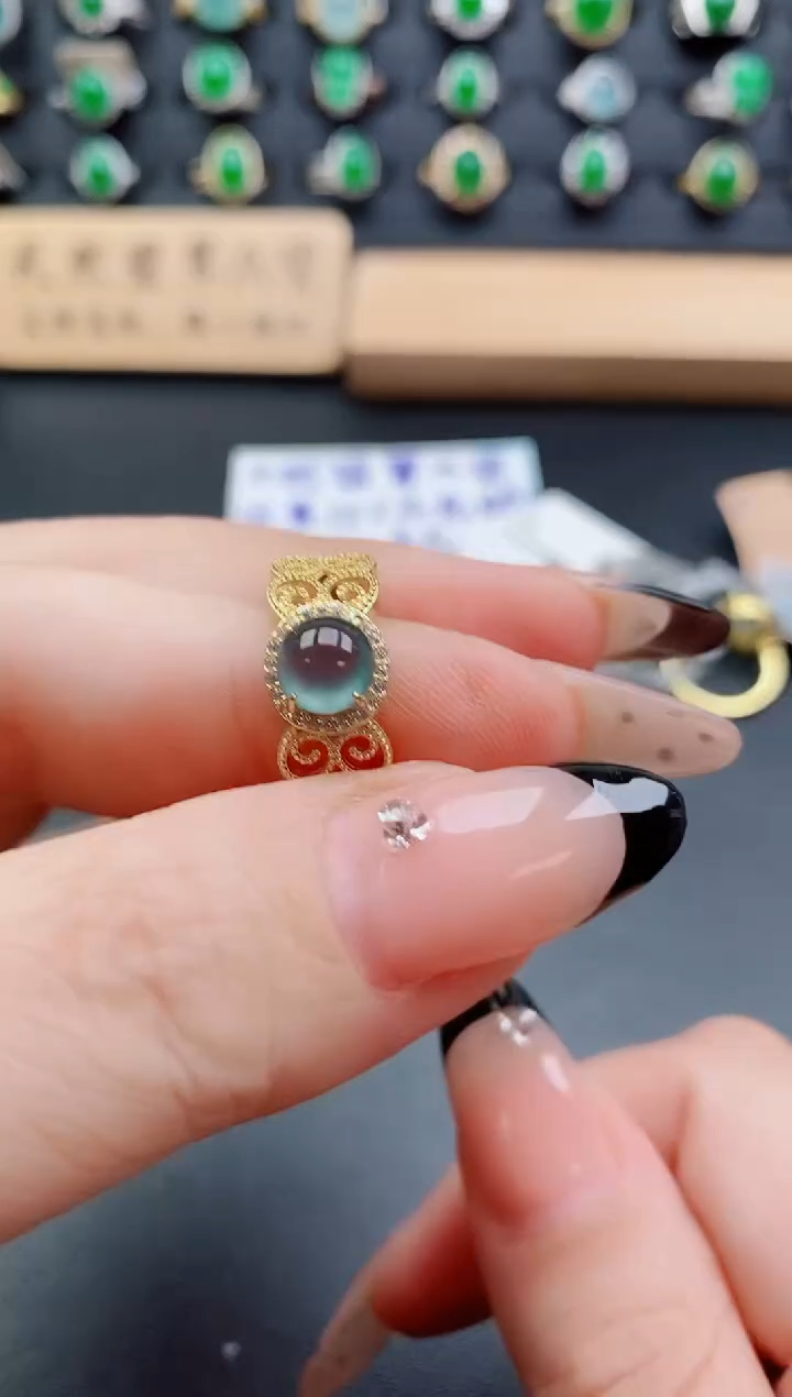 银S925镶嵌戒指翡翠121