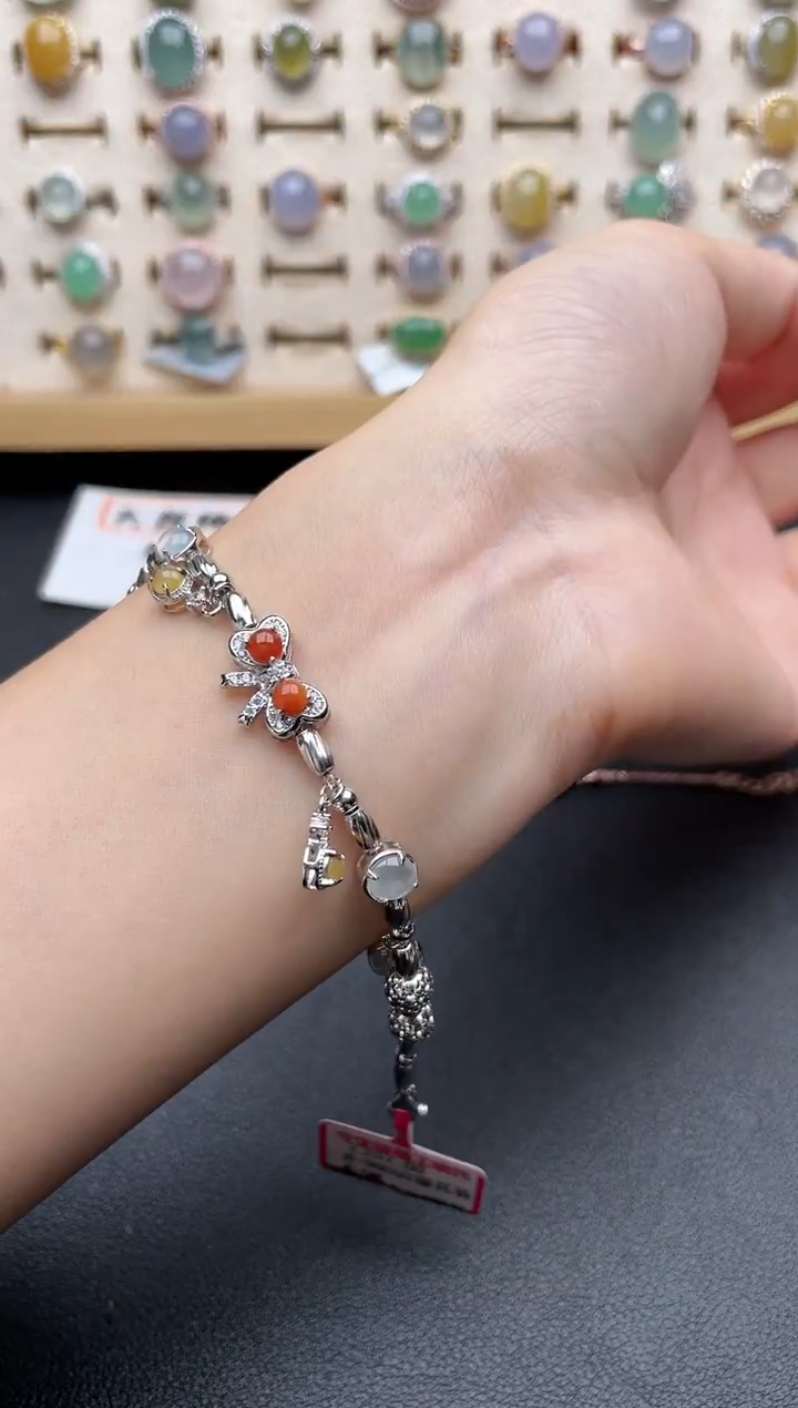 【闪购商品】翡翠戒指银S925镶嵌一物一证一礼盒