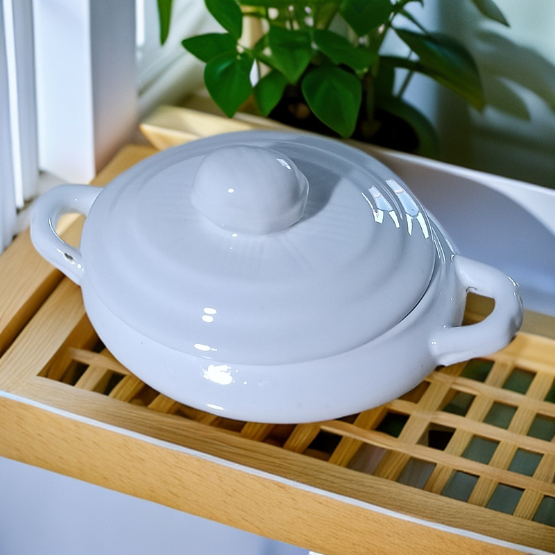 双耳椭圆形白瓷糖缸完美绕行家用简约