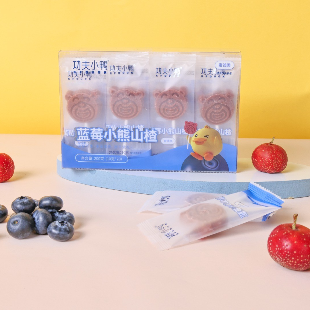 【直播专属】功夫小鸭宝宝山楂开味小熊造型棒棒糖儿童开味蜜饯零食