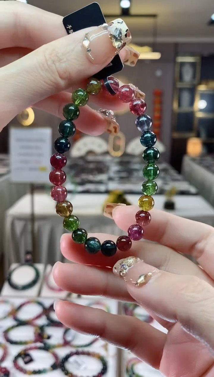 【闪购商品】碧玺单圈手串7mm+未镶嵌一物一证dan