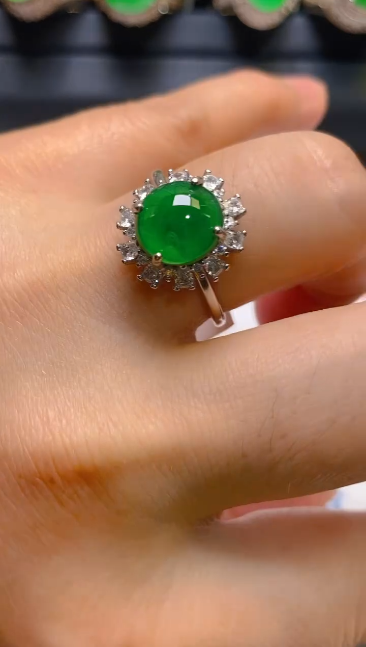 【闪购商品】翡翠耳饰银S925镶嵌天然A货翡翠1