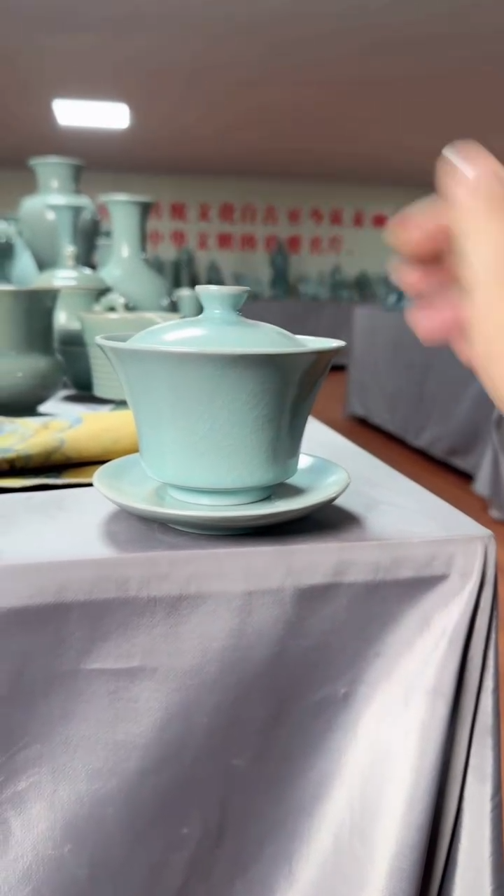 【闪购商品】杯汝瓷仿古三彩盖碗