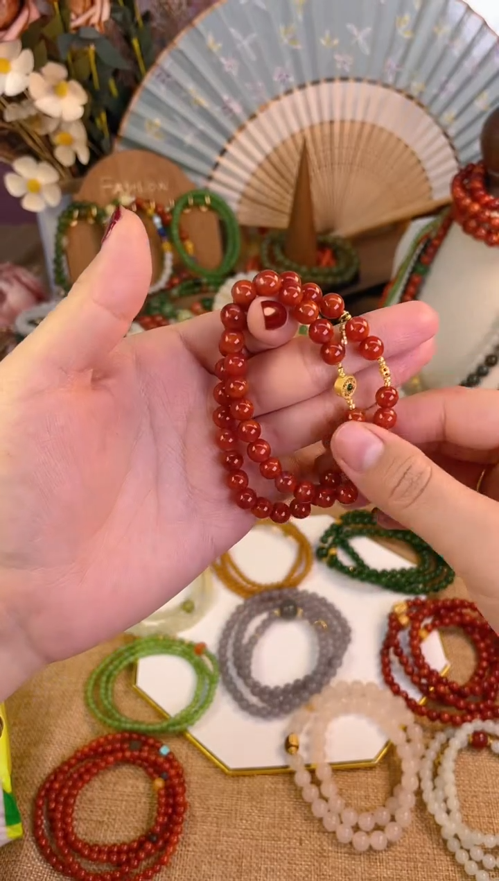 【闪购商品】南红玛瑙手串18K金镶嵌南红