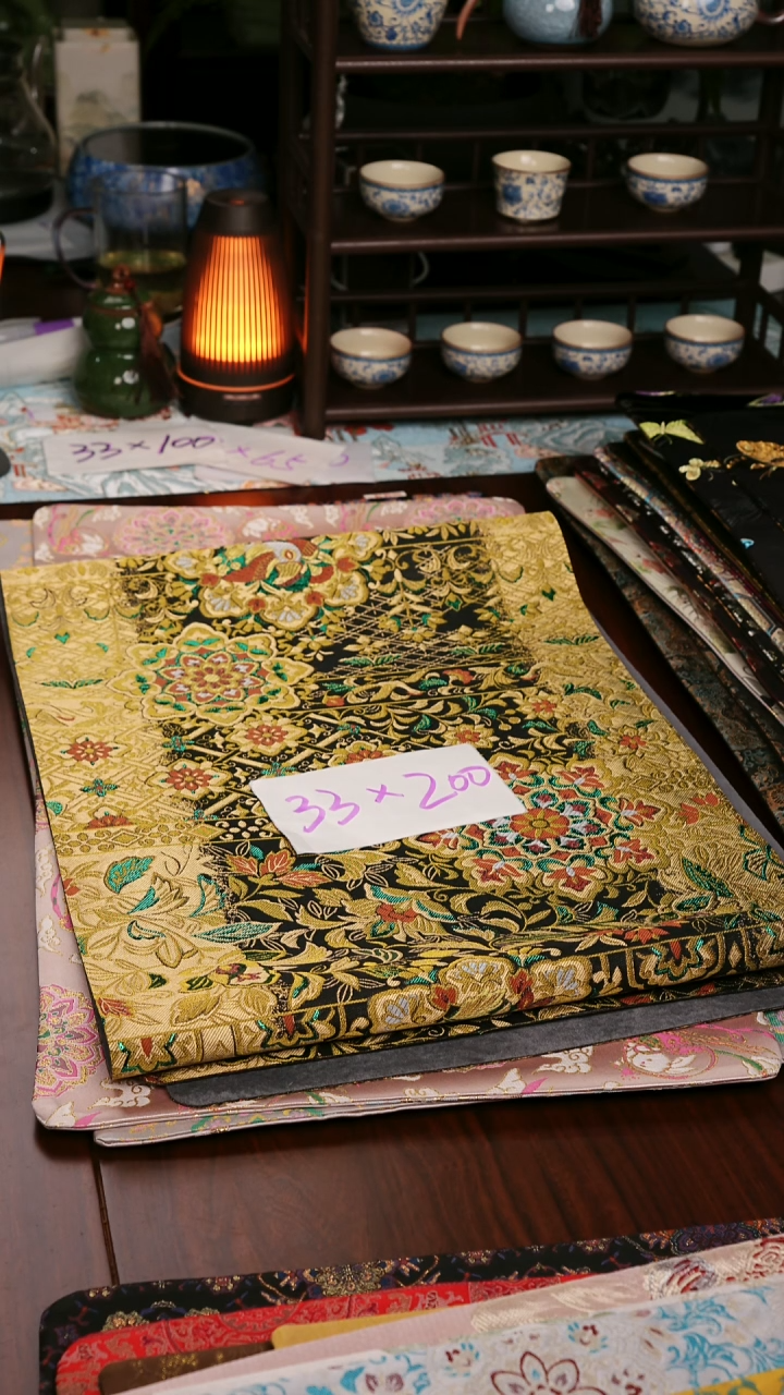 【西阵织璀璨宝相花单面】中国风干泡织锦茶席33*200