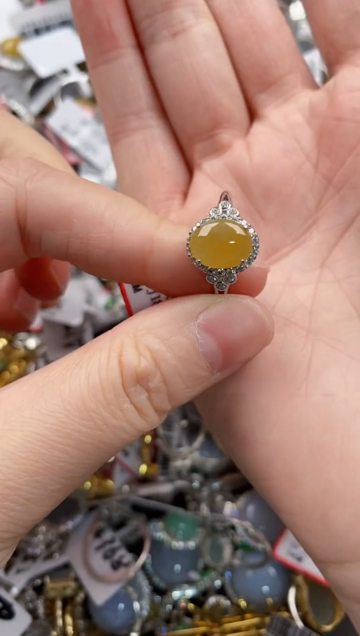 银S925镶嵌戒指翡翠222----9