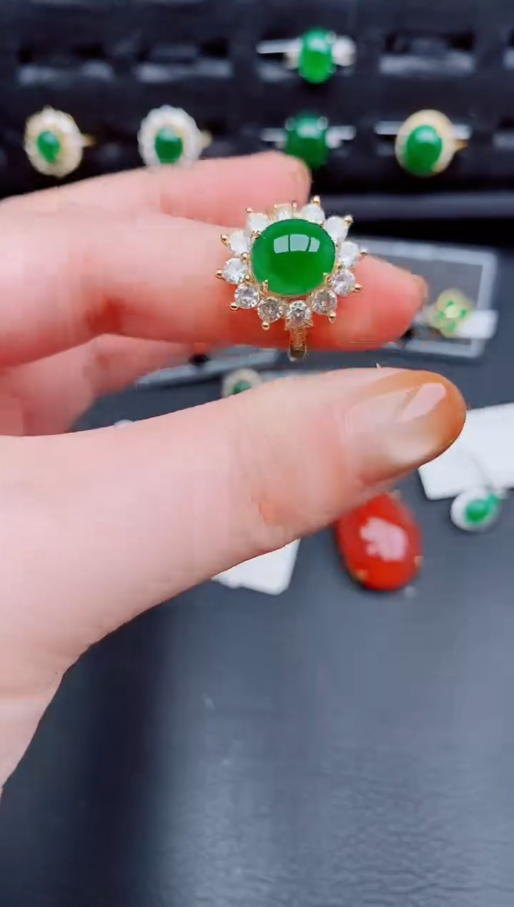 【闪购商品】翡翠戒指银S925镶嵌天然a货翡翠248