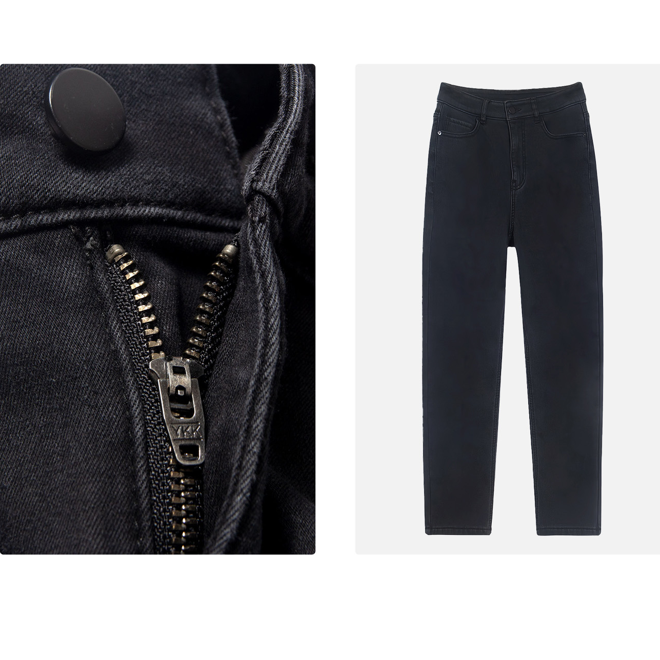 凯特丝蓓181#加绒裤弹力高腰长裤直筒牛仔裤女