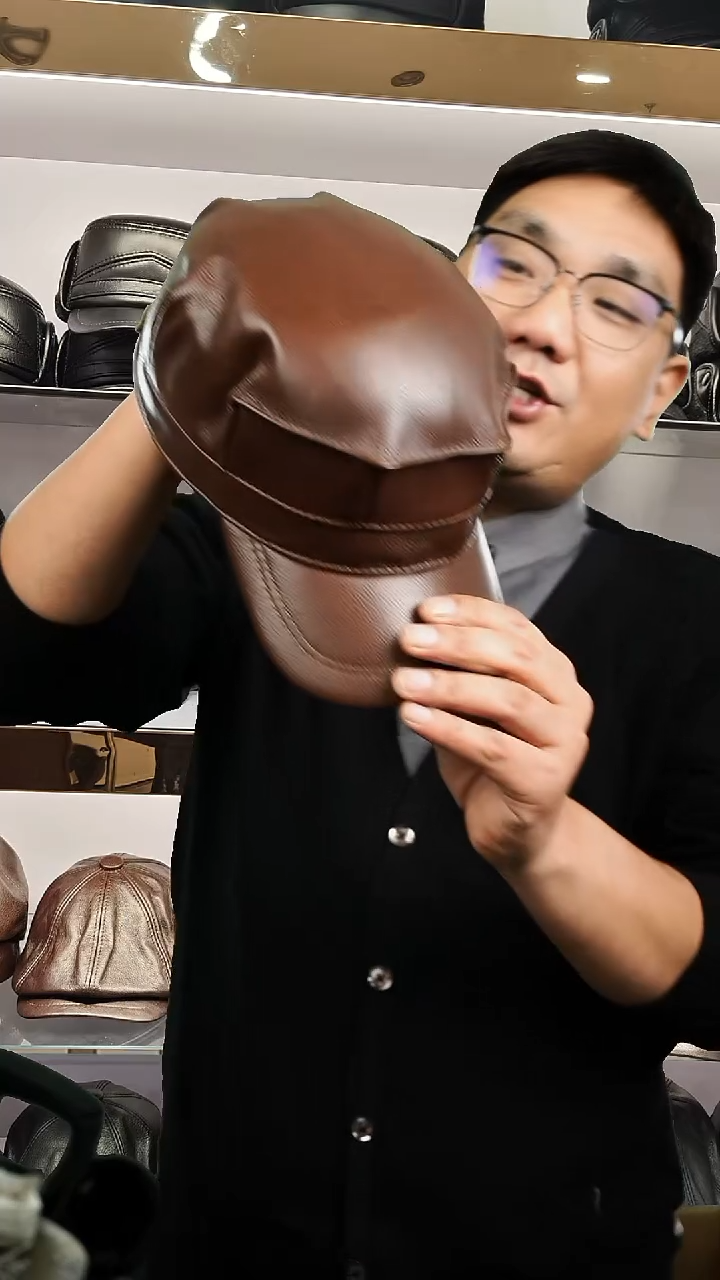 纯棉真皮帽子016