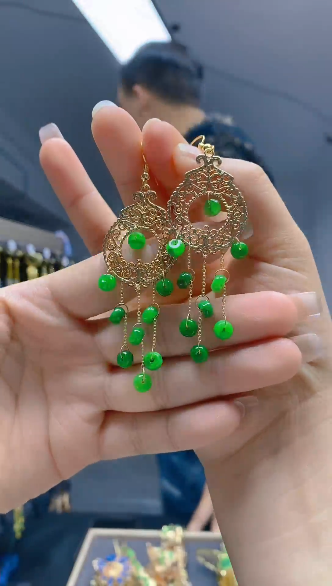 【闪购商品】翡翠耳饰合金180翡翠耳钩