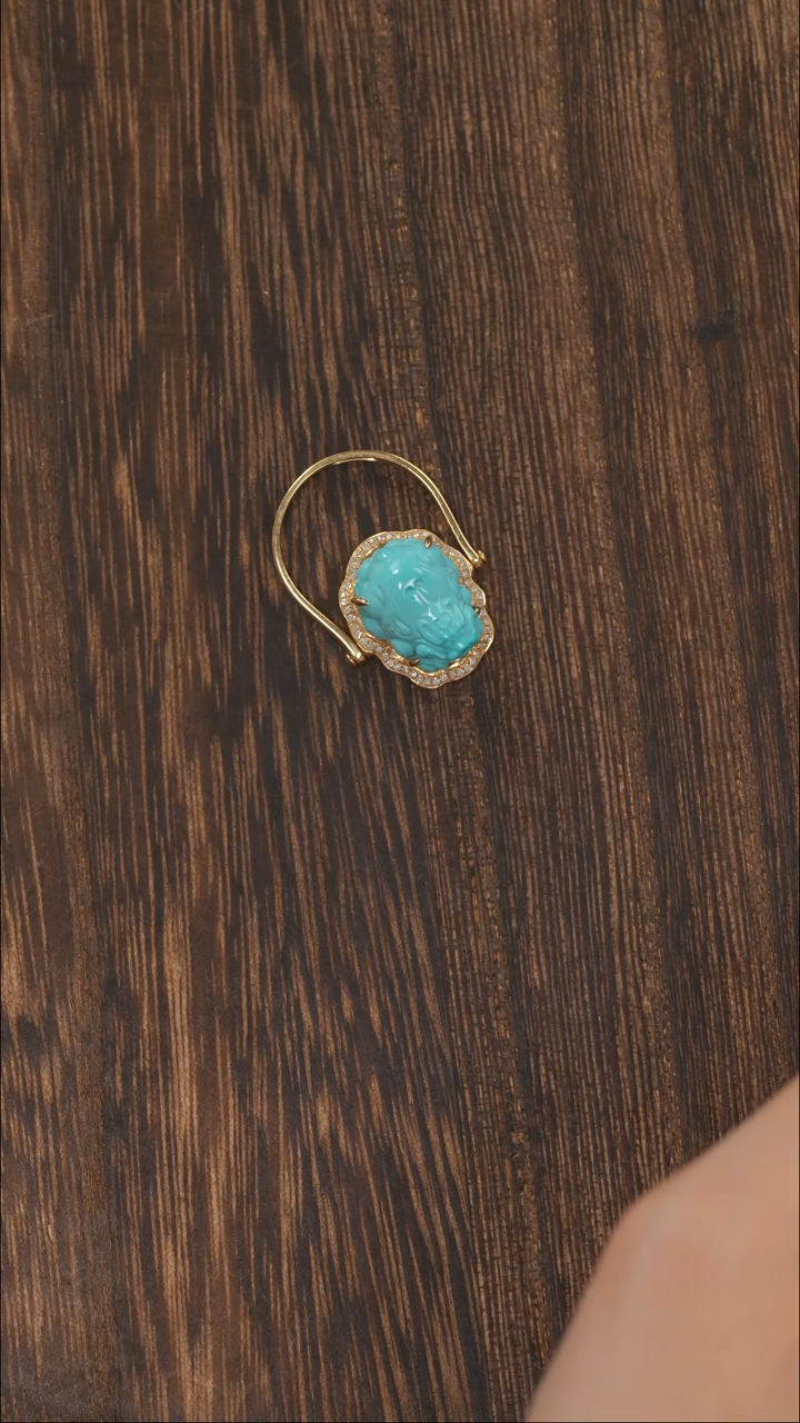 【闪购商品】绿松石戒指18K金镶嵌1