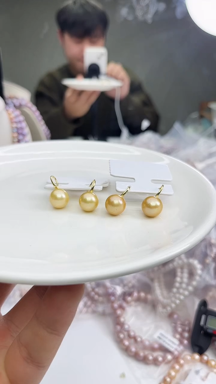 未镶嵌耳饰淡水珍珠黄色系耳饰