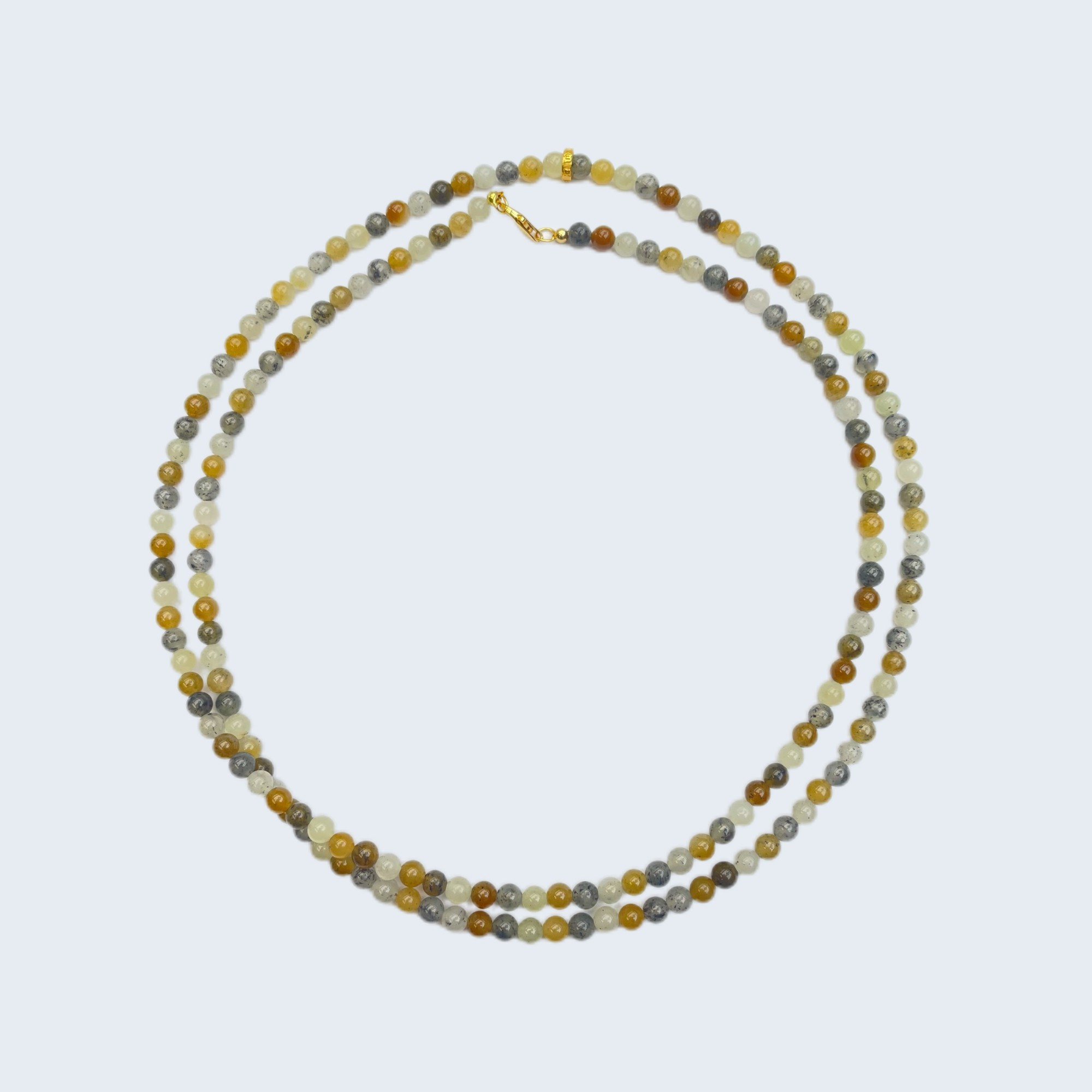 新疆和田玉楼兰三彩小米珠多功能链尺寸约4mm多样发发一件-SP