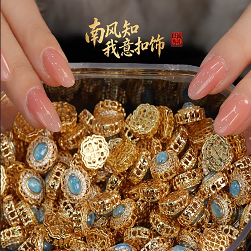 3蓝色爱心隔珠diy饰品配件