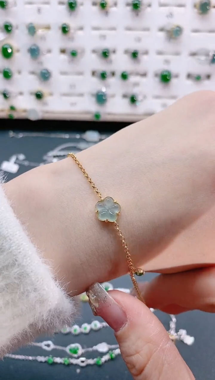 【闪购商品】翡翠手链银S925镶嵌天然翡翠