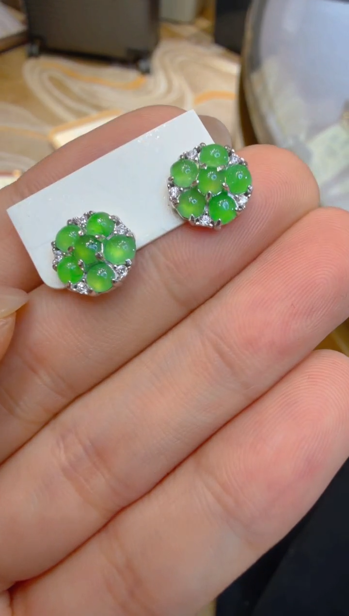 银S925镶嵌翡翠耳饰多样性团购发一件