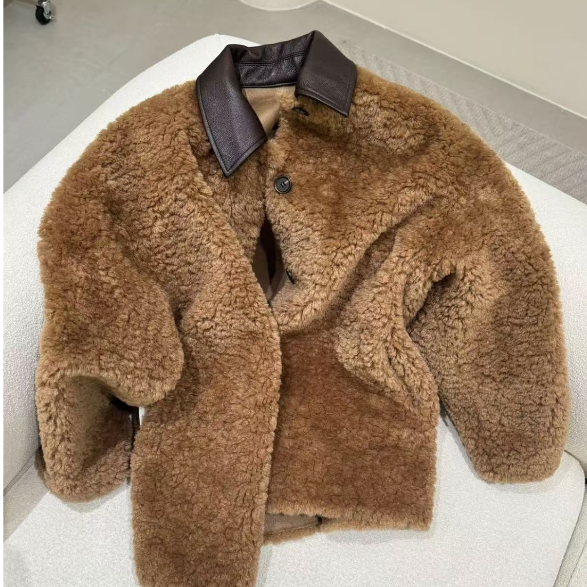 圆领短外套女装翻领长袖韩版保暖休闲风女慵懒风