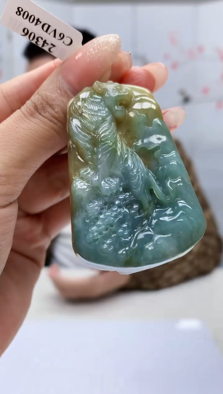 【闪购商品】定制翡翠未镶嵌4812MM-毛货挂件167