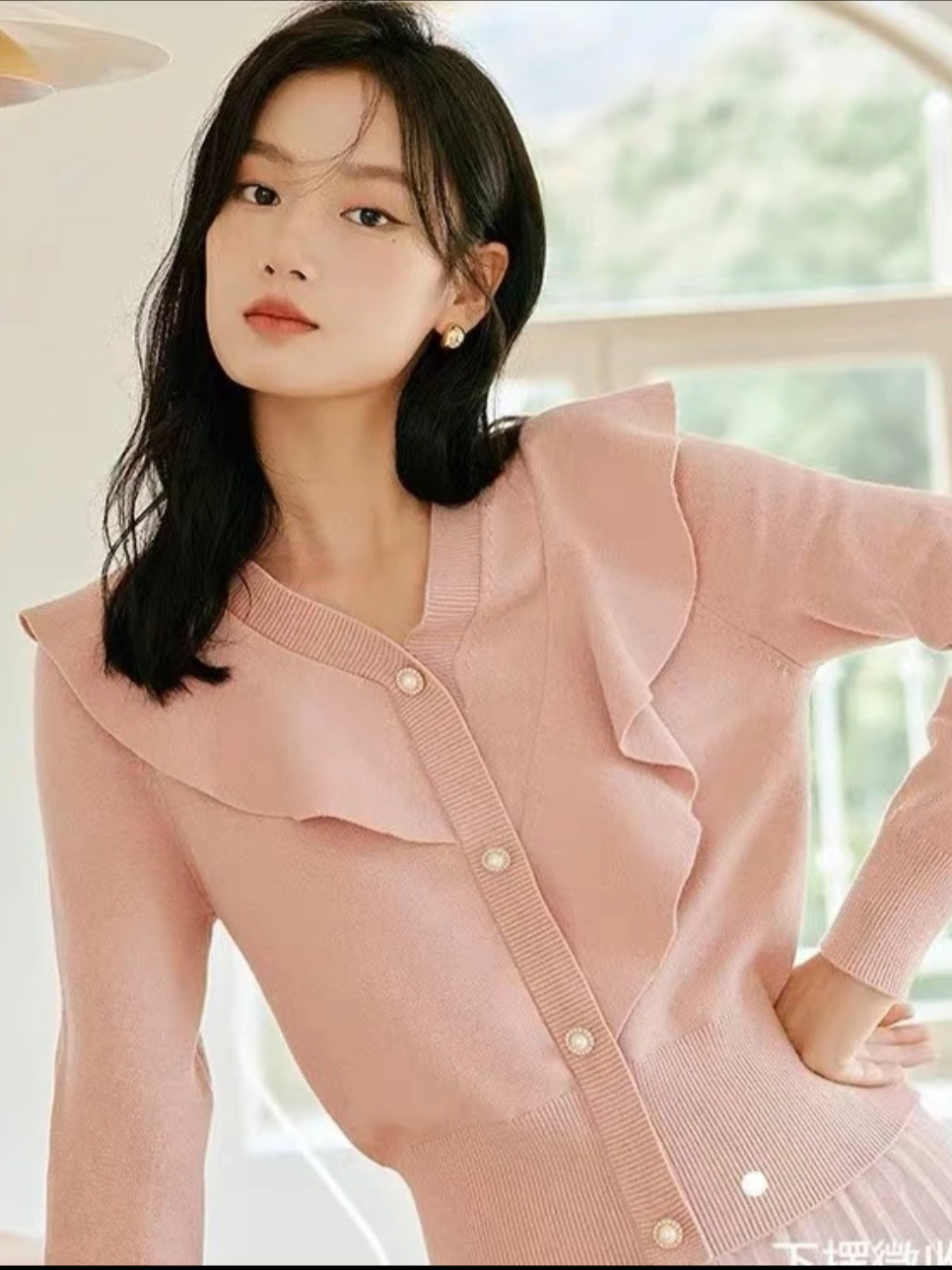 黑白双色无袖针织上衣