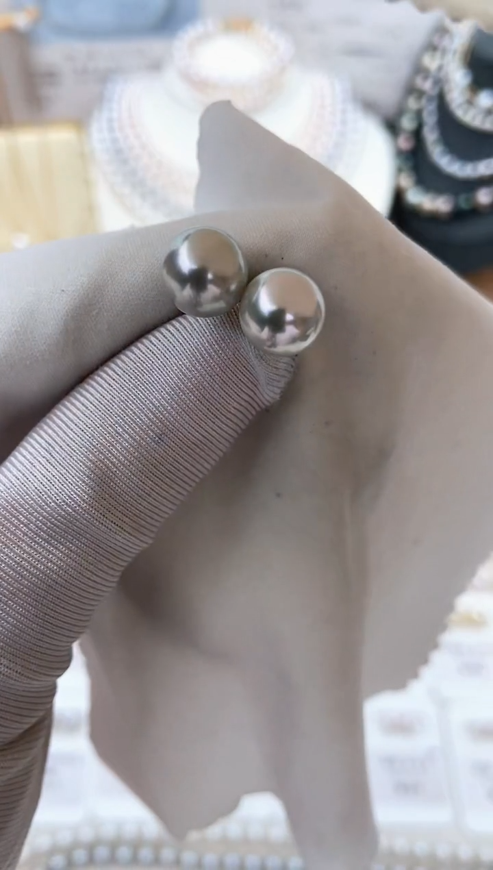 【闪购商品】18K金镶嵌海水珍珠耳饰特选福利8.5-9mm不退不换