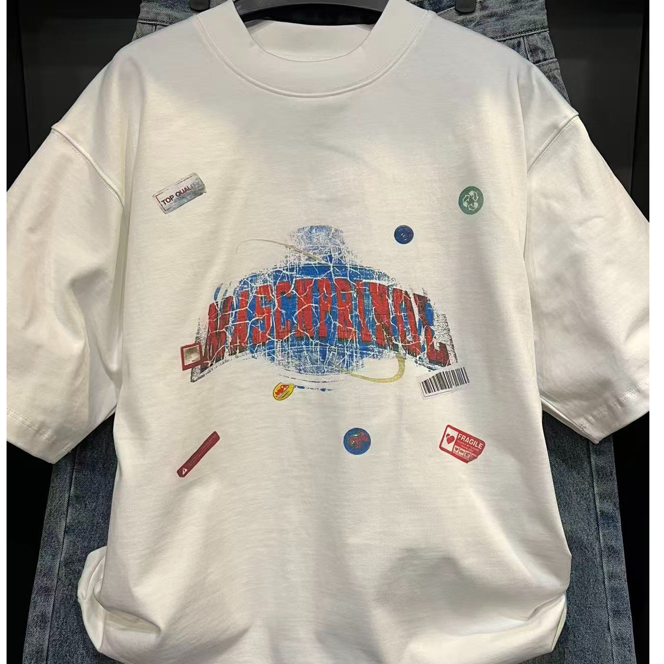 2810彩色图案重磅高克重天花板品质休闲半袖T血圆领潮牌