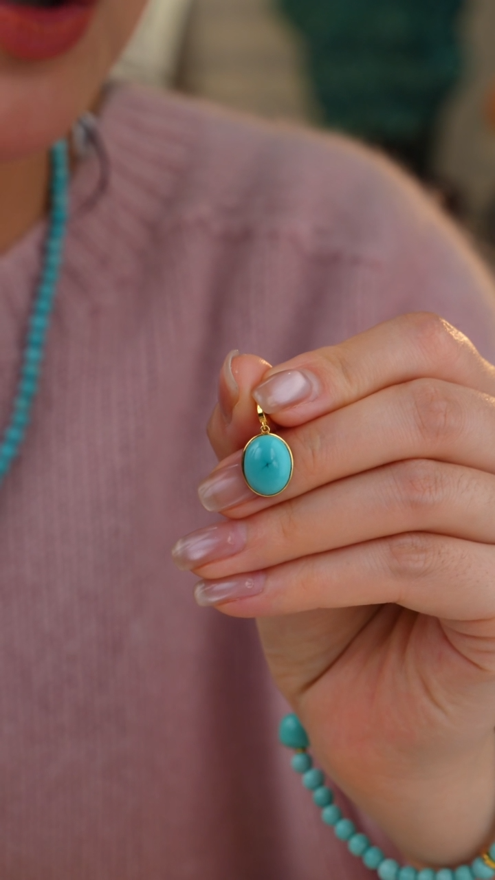 【闪购商品】绿松石吊坠(不含链)18K金镶嵌1