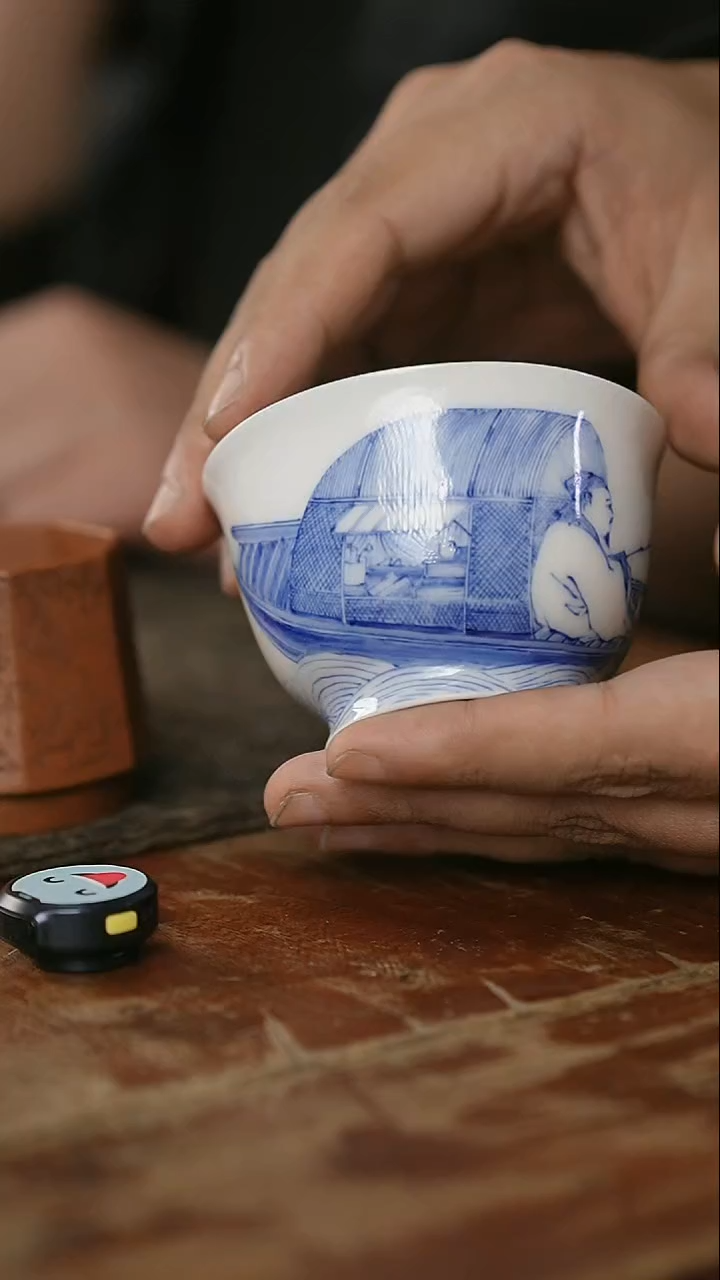 茶壶紫砂瓷杯-青堂-独钓