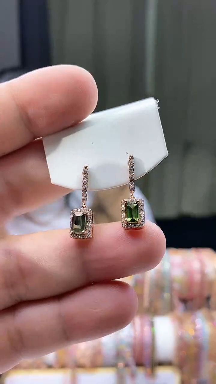 【闪购商品】碧玺耳钉银S925镶嵌1561656116156