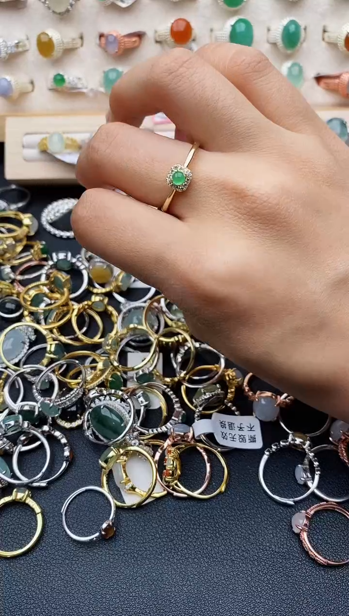 【闪购商品】翡翠戒指银S925镶嵌缅甸翡翠