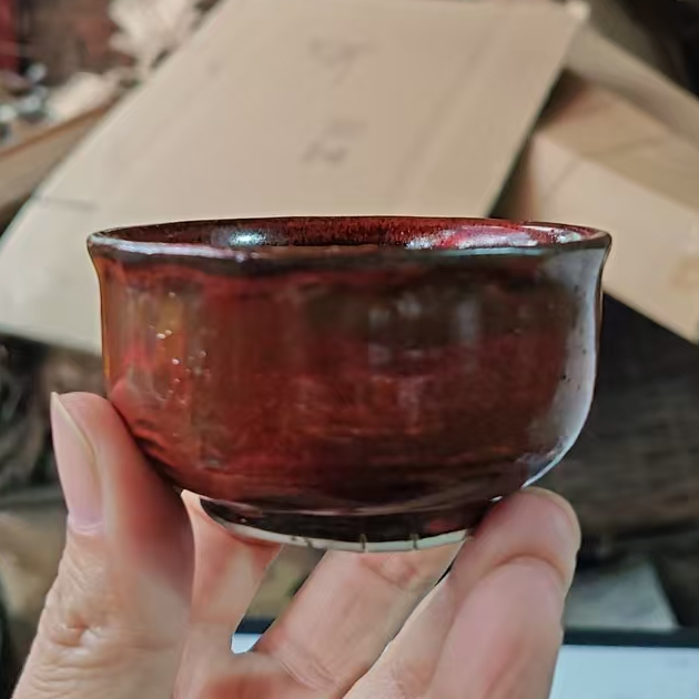 国营老瓷，微瑕介意勿拍，铁红小杯4只