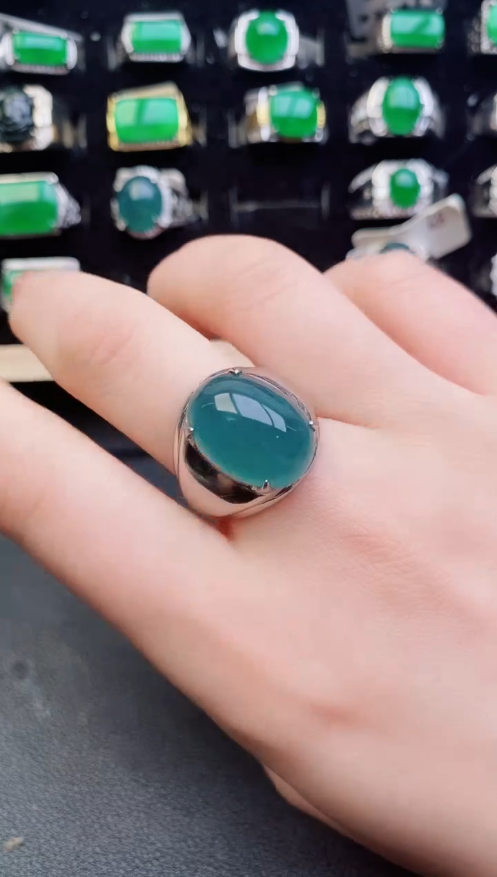 翡翠戒指银S925镶嵌1